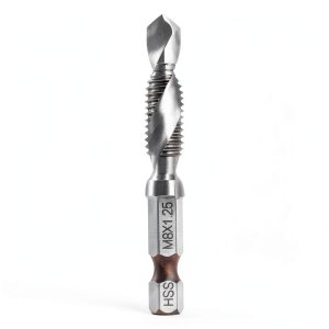 uxcell Combination Drill and Tap Bit M8×1.25 1/4" Hex Shank HSS 6542-0