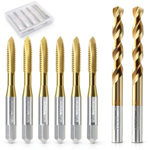 1/4-20 UNC B2 Spiral Point Thread Tap Set with 0.5mm Twist Drill Bits-0